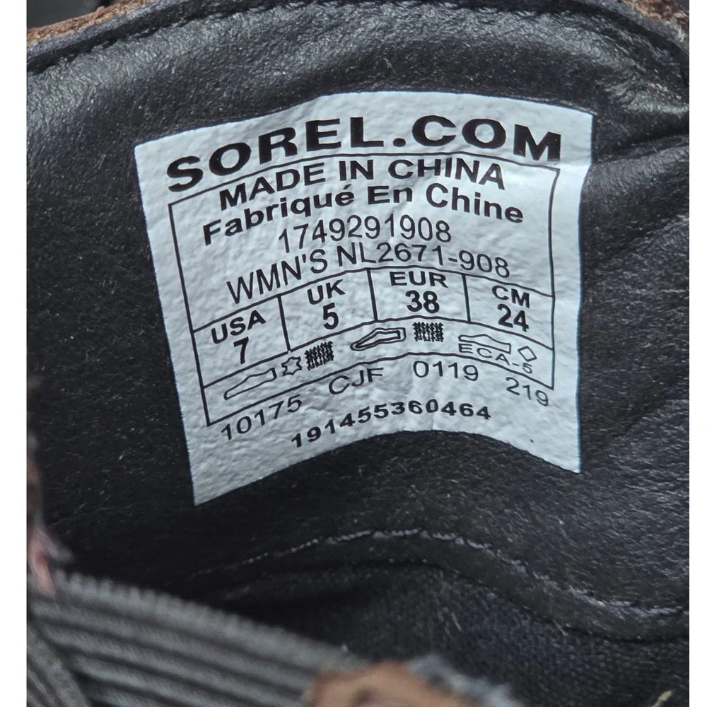 NWT Sorel Waterproof Emelie Brown Leather Ankle Boots w/ elasticized gores US 7 - Picture 7 of 8
